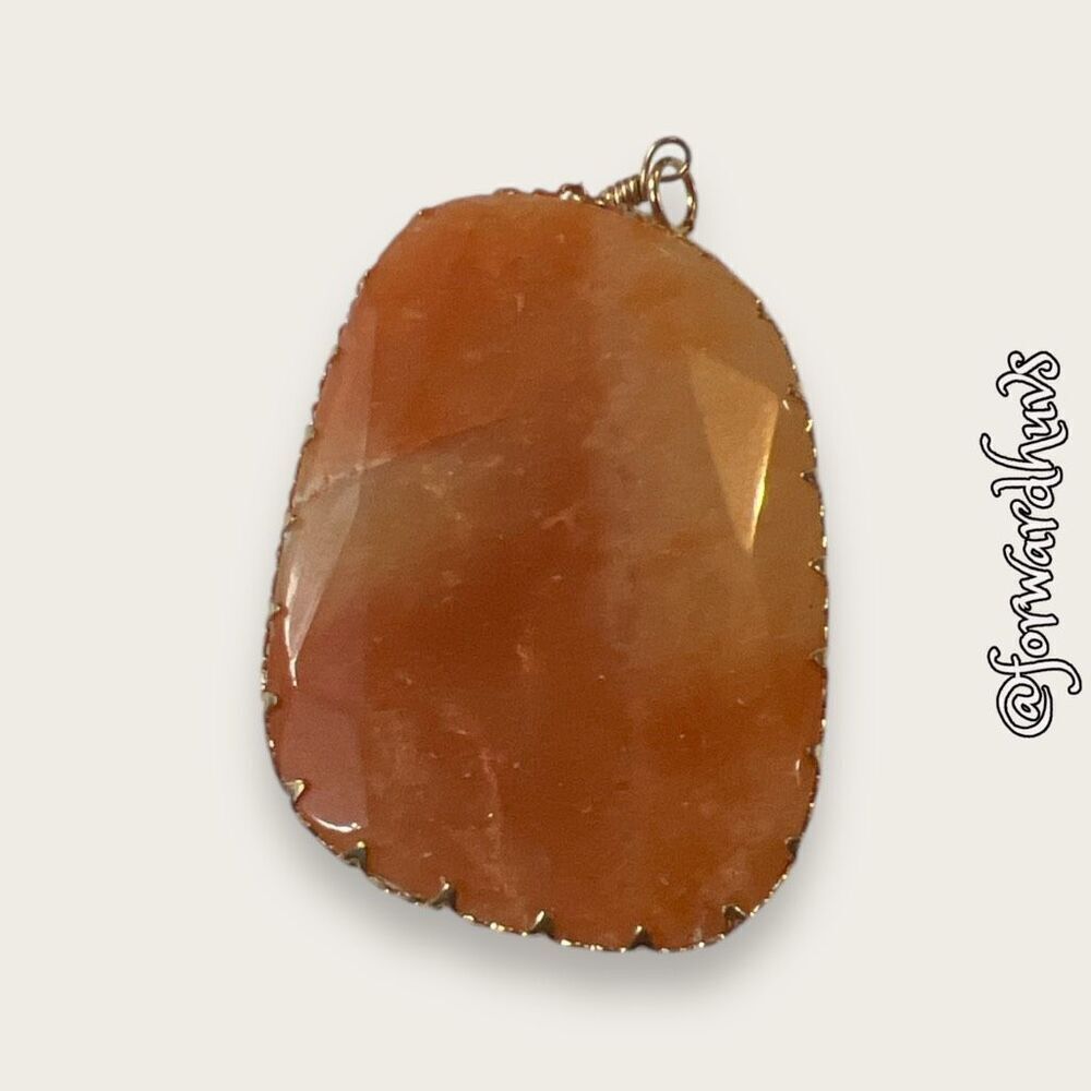 Bundle Sale 3 for $15 | 2” x 1” Stone Pendant in Gold Tone Setting (No Chain)